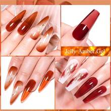 12PCS/Set Translucent Sea Jelly Crystal Gel Amber Color Nail Polish With Sheer Ice Clear Effect - Soak Off UV/LED Gel For DIY Manicure With Gifts Box Nails - Nhiều màu - Xem 9