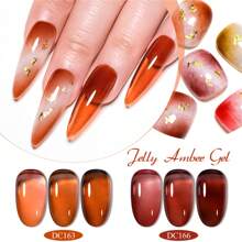 12PCS/Set Translucent Sea Jelly Crystal Gel Amber Color Nail Polish With Sheer Ice Clear Effect - Soak Off UV/LED Gel For DIY Manicure With Gifts Box Nails - Nhiều màu - Xem 11