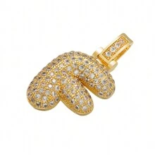 1入鑲嵌泡泡字母金鍍吊墜項鍊,26個字母供男女日常佩戴