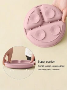 PopLittleOne 5PCS Baby Silicone Tableware Sets Adjustable Bib Suction Plate Bowl Soft Spoon Fork Non-Slip Food Storage Feeding Training Dinner Set - Pink - View 5