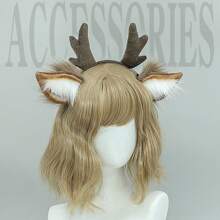 Christmas Antler Headband Cute Plush Deer Ears Hairband Cosplay Accessories Props Handmade Artificial Animal Ears Headwear Reindeer Ears Halloween