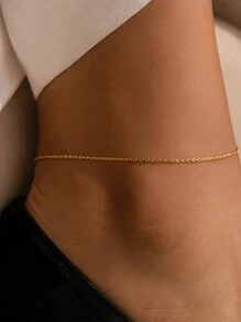 QWNHONEY 1pc  With Gold Stainless Steel Ankle For Women Suitable For Daily Wear And Beach - Gold - View 6