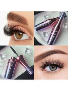 1入便攜式葡萄酒瓶形狀黑色睫毛膏，纖長、增厚、捲翹、不脫妝，自然妝容，持久不脫落，12克 - 黑色 - 查看 4