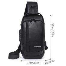 1 件男士防水 PU 皮革腰包，带 USB 充电和密码锁，情人节礼物，送给父亲，父亲节礼物，爸爸学院包，斜挎包，单肩包，侧包，节日工作，周末，暑假，随身携带，实用，大容量，黑色，个性化礼物，男朋友，丈夫 - 黑色 - 查看 8