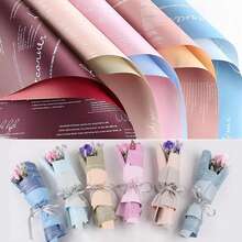 20 piezas 'Fuentes en inglés' Papel de envolver flores, papel para ramo de flores impermeable para floristería, manualidades DIY, varios colores, doble faz, papel para envolver flores, papel impermeable para ramo de flores de floristería, papel de envolver regalos, manualidades DIY - Multicolor - Ver 11
