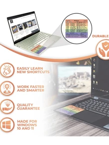 2 pièces Autocollant De Référence De Raccourci De Clavier Pour Ordinateur Portable, Étiquettes D'instructions De Fonction Pour Ordinateurs - dégradé de couleur - Voir 8