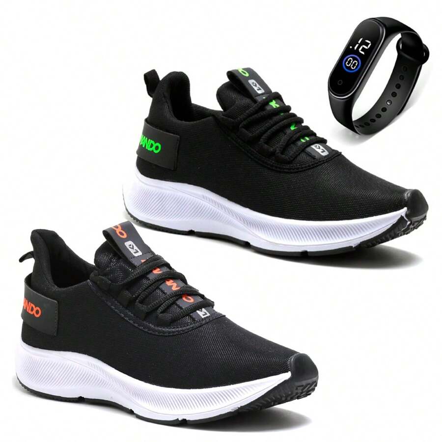 Men Sneakers - 黑橘 - 查看 1