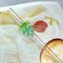 1/2 Chiếc Nhiều Màu Sắc Hình Nho Thủy Tinh Chịu Nhiệt Ống Hút, Cong Có Thể Tái Sử Dụng Ống Hút Cho Bé Gái Học Tập, Trở Lại Trường Học - rơm nho - Xem 6