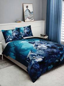 3pcs Wolf Animal Print Bedding Set (1 Duvet Cover Without Comforter Insert + 2 Pillowcases Without Pillow Insert), High-Definition Print, Suitable For Home And Dorm Use - Multicolor - View 6