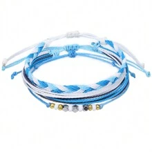 3 Stücke/Set "Surf String" Wellen Schnur Armbänder für Frauen, Mädchen und Teens - Freundschafts-Boho-Armbänder aus wasserdichtem, verstellbarem geflochtenem Garn. Ideal für Strandurlaub und als BFF-Geschenk.