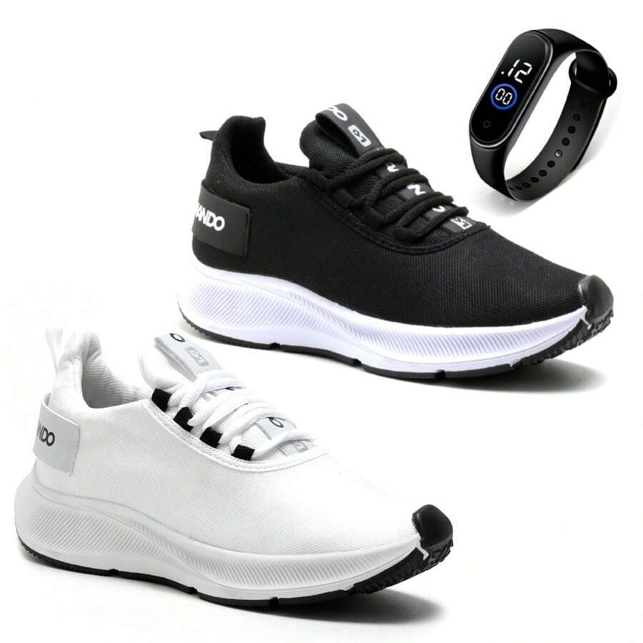 Men Sneakers - 黑與白 - 查看 1