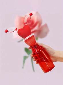 1入組心形玫瑰塑料吸管杯，卡通派對杯 - 彩色 - 查看 2