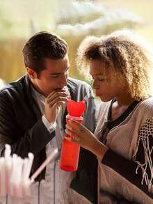 1入組心形玫瑰塑料吸管杯，卡通派對杯 - 彩色 - 查看 5