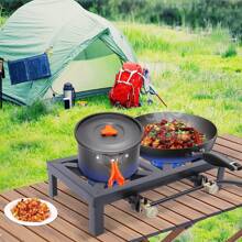 Heavy Duty Camping Stove Single/Double Burner Cast Iron Propane Gas LPG Outdoor BBQ Cooker - 黑色 - 查看 5
