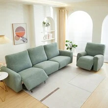 4pcs/6pcs/8pcs Water-Resistant Embossed Big Tree Leaf Pattern Sofa Chair Cover, High Elasticity Sofa Slipcover, Stain And Scratch Resistant, All Seasons General, Decorative For Living Room Furniture - Green - View 4