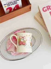 1入組可愛熊餅幹陶瓷杯/麵碗，手繪奶油風早餐牛奶/咖啡杯情侶杯/沙拉甜點碗 - 彩色 - 查看 6