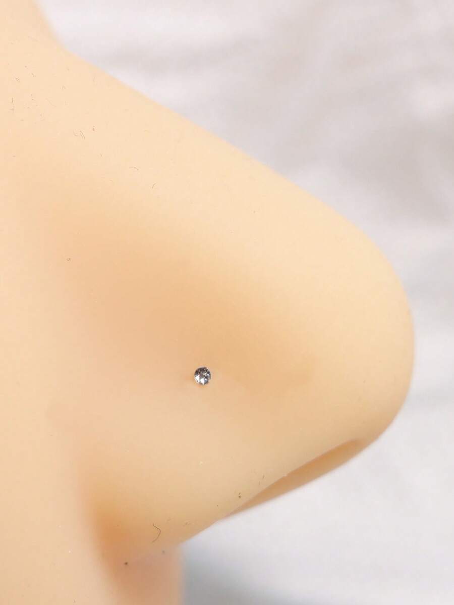 2 st 925 sterlingsilver 24G minimalistisk 1mm glänsande näsa piercingsmycken - Silver - Visa 1