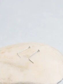 2 st 925 sterlingsilver 24G minimalistisk 1mm glänsande näsa piercingsmycken - Silver - Visa 4