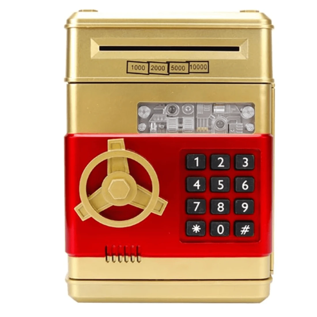 Caja Fuerte De Juguete - Alcancía Electrónica Para Niñas Y Niños - Banco De Dinero Con Contraseña Y Música - Diseño Kawaii, Novedoso Y Moderno - Regalo Para Todo Tipo De Ocasión - Fomenta La Cultura Del Ahorro - Dorado - Ver 1