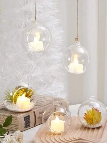 TEARORA 1 件创意悬挂透明玻璃烛台适用于家居装饰、现代客厅晚餐装饰和绿色植物展示 - 無色 - 查看 1