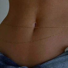1pc Minimalist Double-Layered Chain Waist Belt, Women, For Date, Holiday, Gift, Daily Wear