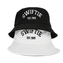 1 Mũ Bucket thêu Swiftie, Mũ xô Unisex thời trang, Mũ chống nắng thoáng khí ngoài trời - trắng - Xem 1