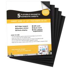 带粘性背衬的磁性纸 - 每张 4 英寸 X 6 英寸/5 英寸 X 7 英寸/8 英寸 X 10 英寸 - 具有强力自粘性的柔性磁性纸 - 用于照片和图片磁铁、贴纸和其他工艺磁铁的粘性磁性纸，是最佳礼物 - 黑色 - 查看 12