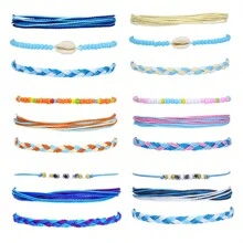 3 Stücke/Set "Surf String" Wellen Schnur Armbänder für Frauen, Mädchen und Teens - Freundschafts-Boho-Armbänder aus wasserdichtem, verstellbarem geflochtenem Garn. Ideal für Strandurlaub und als BFF-Geschenk.