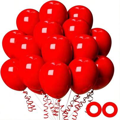 5/10/12/18 Inch Red Latex Party Balloons, High Quality Helium Balloons Suitable For Birthday Parties, Weddings, Anniversaries, Or Valentine's Day Decorations (With Red Ribbon), Back To School Valentine Day