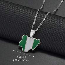 1入組彩色旗幟尼日利亞迦納牙買加圭亞那地圖不鏽鋼琺瑯吊墜項鍊，國家珠寶 - 彩色 - 查看 15