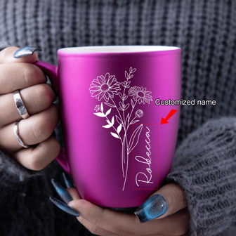 1 st 11oz Gepersonaliseerde Verjaardag Maand Bloem Koffiekopje Voor Cadeauwinkels, Paarse Tulp Trommelvormige Keramische Koffiekopje, Vakantie Cadeau, Familie, Collega's, Leiders, Vrouw, Zussen, Interessant Cadeau, Unieke Valentijnsdag Voor Vaderdag, Voor Afstuderen, Voor Bruiloften, Voor Housewarming Woonkamer, Slaapkamer, Kantoor, Theesalon, Huis, School, Eetkamer