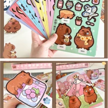1 pieza Libro silencioso de Capibara en caja de regalo - Libro con mecanismo de porpoise de dibujos animados, pegatinas lindas, material para manualidades DIY (estilo aleatorio) - Multicolor - Ver 10