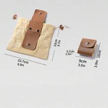 戶外尋找食物收割果子腰袋/拉繩袋，帶可摺疊帆布工具袋，野營用品 - 卡其色 - 查看 9