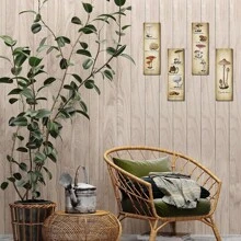 4入組蘑菇壁飾，復古蘑菇壁藝術標誌，鄉村木質蘑菇廚房裝飾，臥室、飯廳、客廳、辦公室掛畫菌類美學藝術 - 棕色 - 查看 5