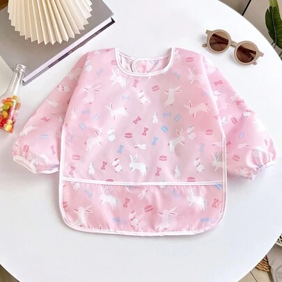 1pc Summer Breathable Thin Baby Reversible Feeding Bib, Cartoon Print Waterproof Feeding Smock For Toddlers (Note: The Bib Cannot Be Washed Or Ironed. Suitable For Ages: Infant & Toddler (1-3 Years Old, Height 80-100cm))