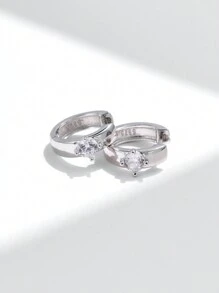 MODIAN Bông tai bạc 925 đính đá Moissanite tròn, bông tai đính kim cương nhân tạo dùng cho lễ đính hôn và cưới, quà tặng trang sức dành cho phụ nữ. - Bạc - Xem 6
