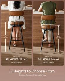 VASAGLE Bar Stools Set Of 2, Bar Height Swivel Bar Stools With Back, Synthetic Leather With Stitching, Mid-Century Modern, 30-Inch Tall, Kitchen Home Bar - màu nâu - Xem 9