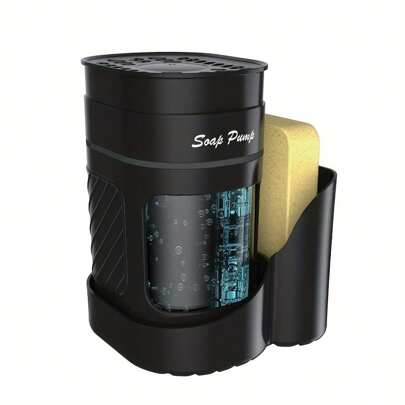 1个三合一皂液器，带海绵架，适用于厨房水槽洗碗，可分离脏水，方便取用液体，厨房用品，厨房配件，厨房工具