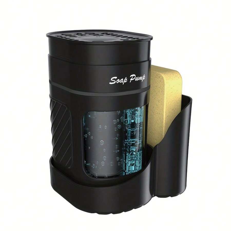 1个三合一皂液器，带海绵架，适用于厨房水槽洗碗，可分离脏水，方便取用液体，厨房用品，厨房配件，厨房工具