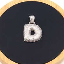 1件熱門氣泡字母項鍊,金鍍和方晶鋯石材質,可提供26個字母選擇,男女適用於日常佩戴 - 銀色 - 查看 21