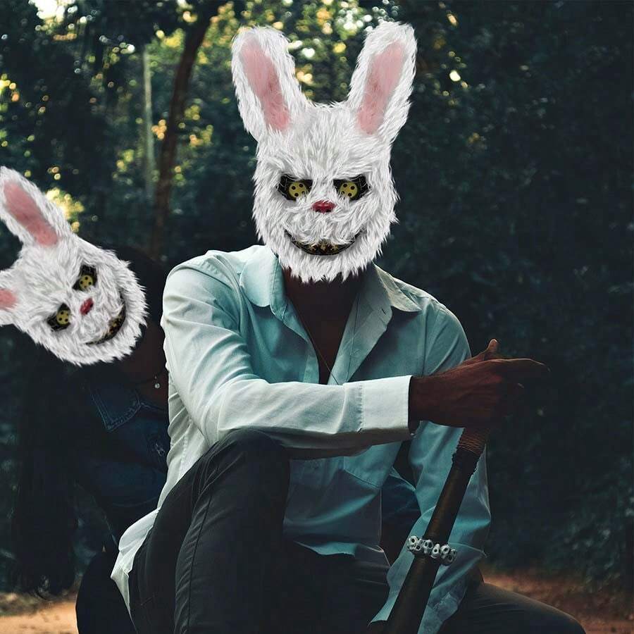 1 pieza Máscara de conejo sangriento para fiesta, máscara de oso horroroso de peluche para disfraz de cosplay - Multicolor - Ver 1