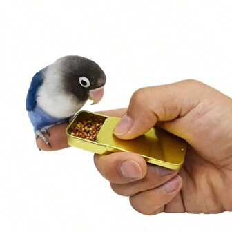 1pc Gold Color Bird Training Food Bowl, Parrot Handheld Feeder, Suitable For Ravens And Other Pets