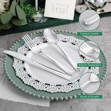 150pcs/75pcs Decorative Silverware Set (Plastic) - Including 50pcs Forks, 25pcs Knives, 25pcs Tablespoons - Reusable Wedding Cutlery Set For Dining, Parties, Dinners, Weddings, Kitchen And Valentine's Day,School Supplies
