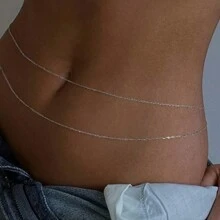 1pc Minimalist Double-Layered Chain Waist Belt, Women, For Date, Holiday, Gift, Daily Wear