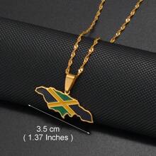 1入組彩色旗幟尼日利亞迦納牙買加圭亞那地圖不鏽鋼琺瑯吊墜項鍊，國家珠寶 - 彩色 - 查看 11