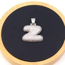 1件熱門氣泡字母項鍊,金鍍和方晶鋯石材質,可提供26個字母選擇,男女適用於日常佩戴 - 銀色 - 查看 14