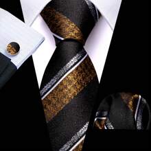 Men Formal Ties Pink Green Purple Blue Striped Wedding Tie And Handkerchief Square Set Vintage Necktie - Multicolor - View 29