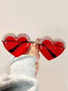 1 件红色 OOTD 多风格性感火焰红可选夏季可爱 Y2K 季节青睐经典颜色年轻女士时尚眼镜带心形水钻装饰万圣节圣诞节时尚基础秋冬女士服装商务休闲礼物 - 紅色 - 查看 20