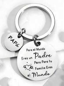 1 llavero de acero inoxidable con placa de familia, idea de regalo para el Día del Padre, regalo de cumpleaños, llavero - Plateado - Ver 5