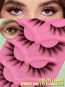 GROINNEYA 5 Cặp Lông mi giả Lông mi mắt mèo mới Lông mi giả tự nhiên 3D Fluffy Soft Cross Manga Lashes Wispy Trang điểm mở rộng lông mi tự nhiên (AX03) - màu đen - Xem 1